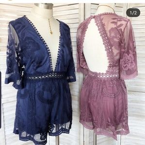 Navy lace romper